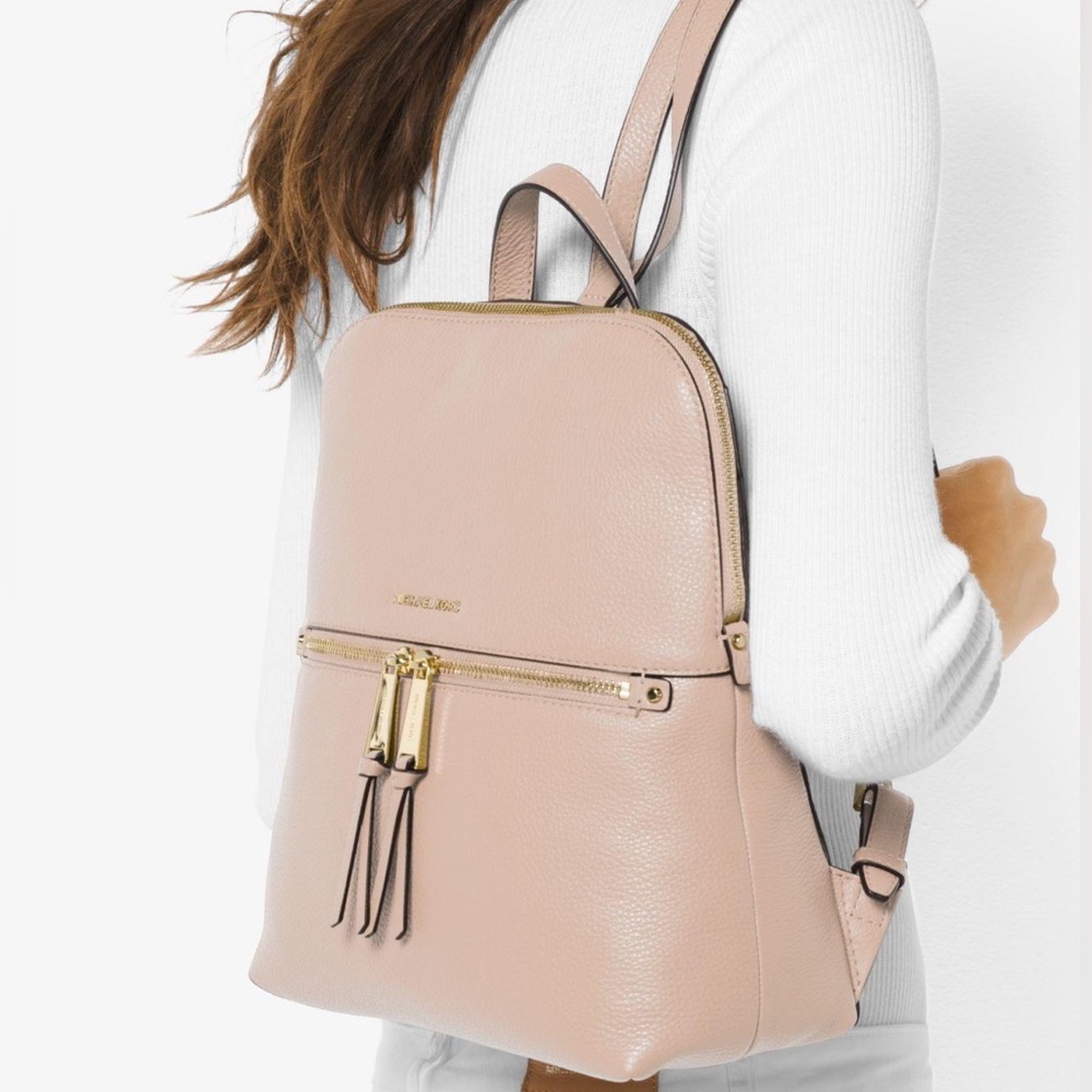 NWT - MICHAEL KORS RHEA SLIM LEATHER SOFT PINK BACKPACK - NEVER USED!